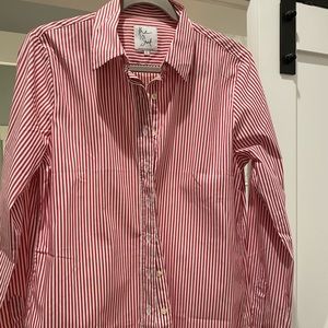 The Shirt Fitted Red/White Stripe Collared Button Down Ladies Size L